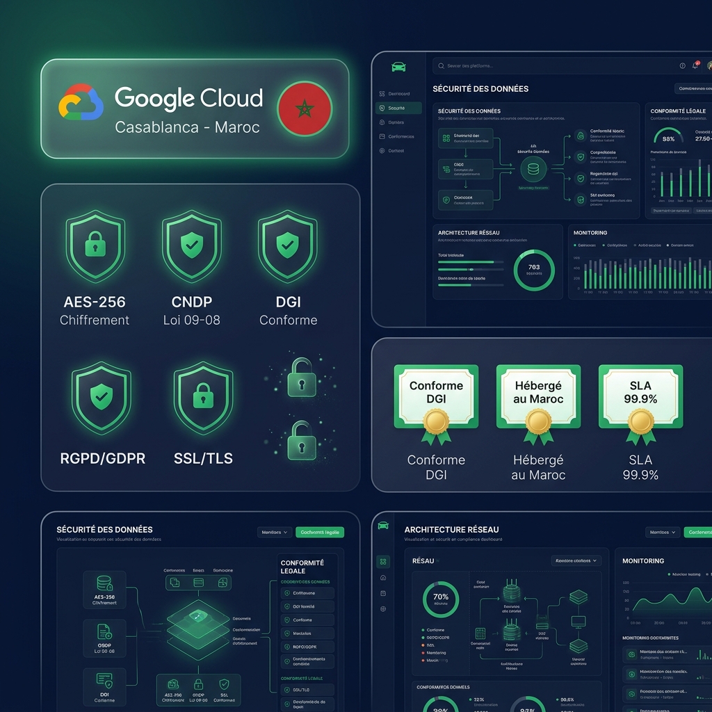 Sécurité ToutSuite Location auto — CNDP, RGPD, DGI, Google Cloud Maroc